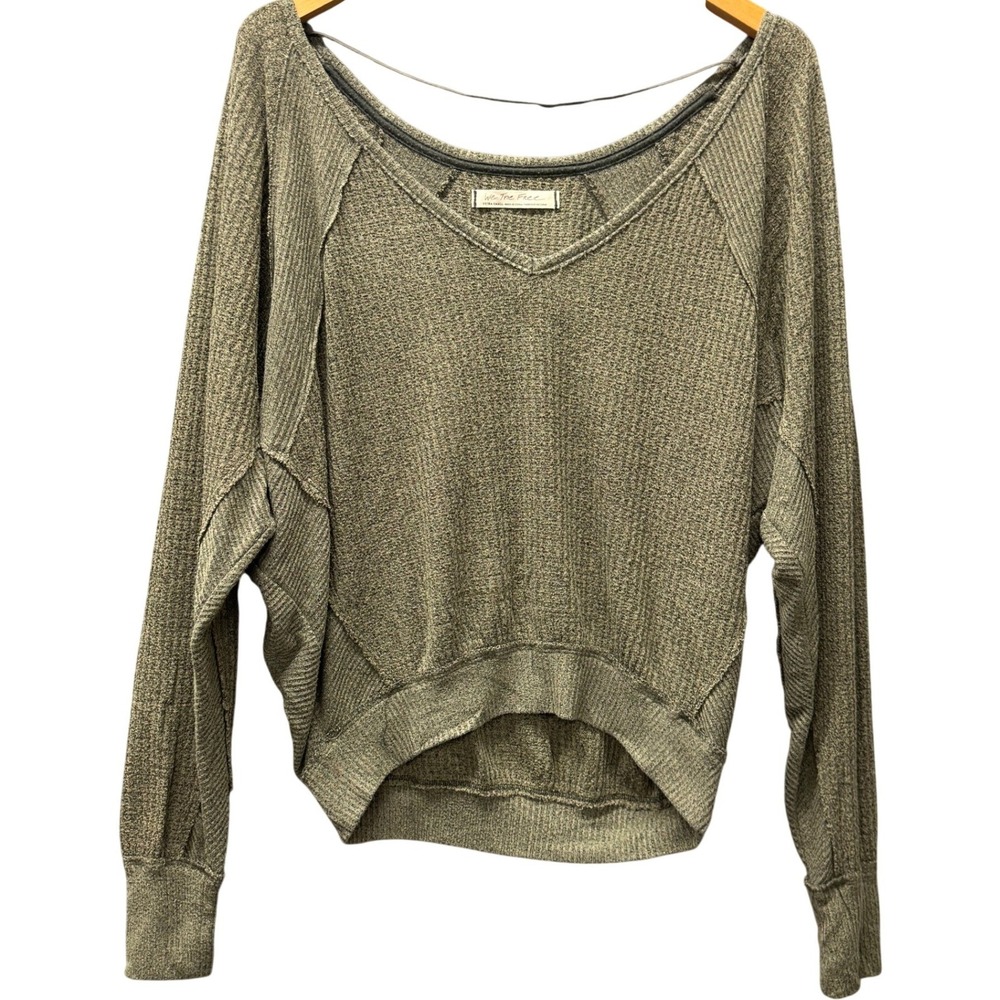 We The Free Thermal Top Womens XS Santa Clara Thermal Knit Green Boho Slouchy
